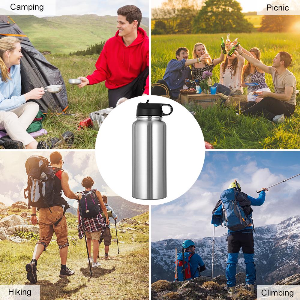 Portable Lifting Sports Water Bottle Vacuum Insulated Stainless Steel Double Wall with Leakproof Lids