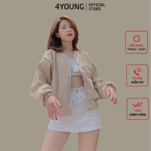 Áo khoác bomber nữ croptop dang lửng