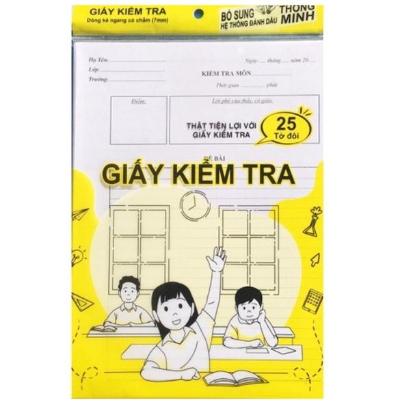 Sách Giấy kiểm tra cấp 2 (dòng kẻ ngang có chấm, 25 tờ đôi)