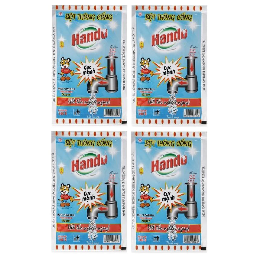 Bộ 4 gói bột thông cống Hando 100g nội địa