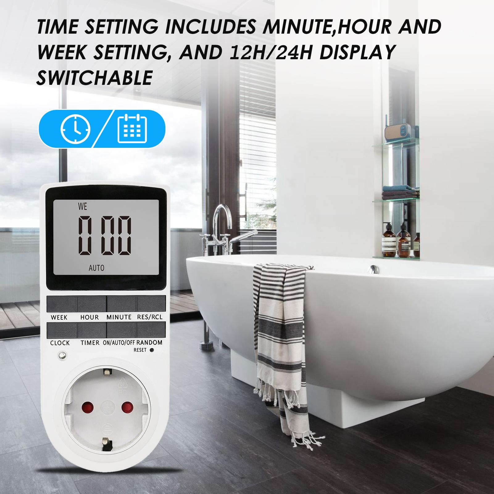 Digital Timer Switch Socket Digital Electronic Timer Switch LCD Display Plug-in Programmable Time Switch Energy Saving Intelligent Electronic Timing Socket
