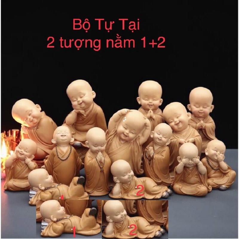 (HCM)-Bộ 03 Tượng Tự Tại 15 cm - Phụ kiện tiểu cảnh trồng sen đá, xương rồng, cây phong thuỷ