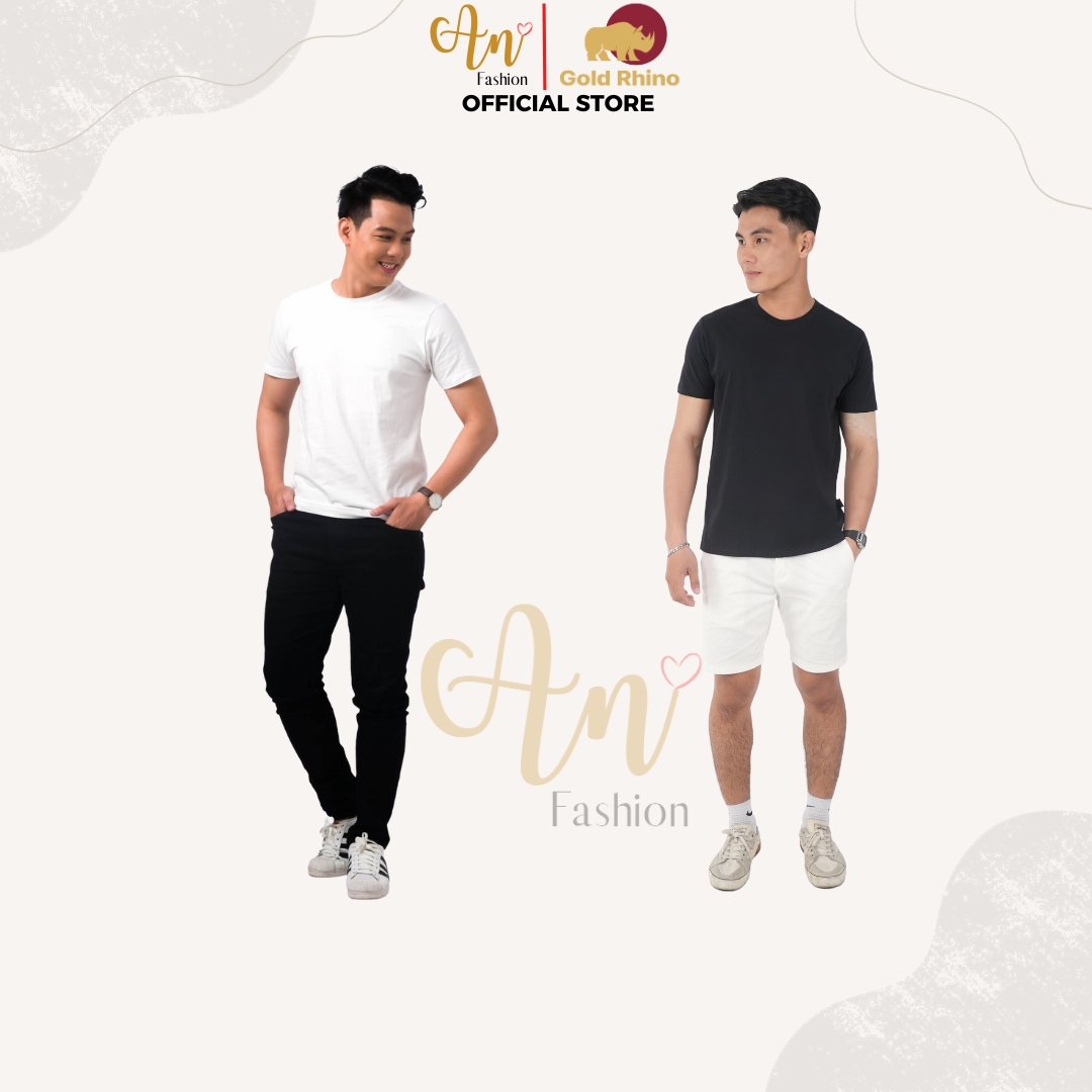 Áo Thun T-shirt Nam Cổ Tròn TRẮNG, ĐEN 100% Cotton Cao Cấp, Trẻ Trung, Thanh Lịch - Gold Rhino