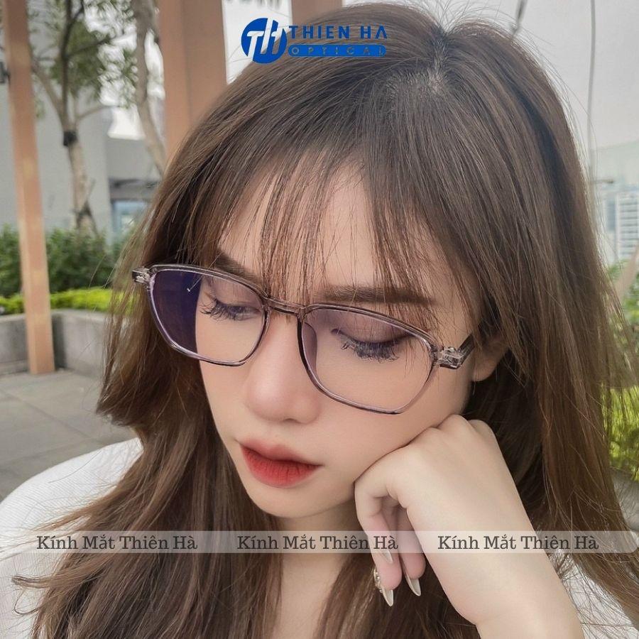 Gọng kính nam nữ vuông Thiên Hà Optical chất liệu nhựa cao cấp gọng cốt thép chắc chắn trẻ trung hợp cả cận nặng TH8246