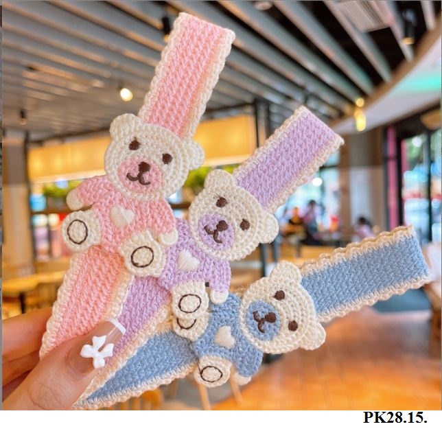 PK28 Bờm dán họa tiết thỏ gấu thời trang cho bé