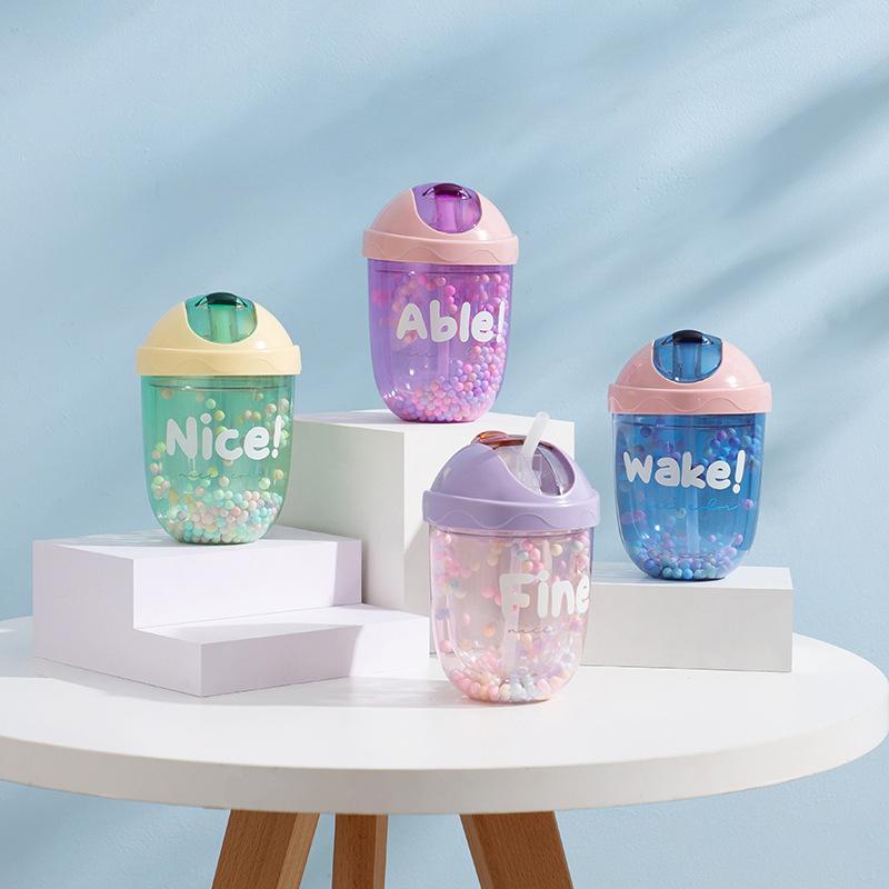 Họa Tiết Hoạt Hình Dễ Thương Ống Hút Nước Bằng Nhựa Di Động Ngoài Trời Trong Suốt Nước Uống Ống Hút Cúp Lượn Bao Da 2 Lớp Trưởng Thành Kid