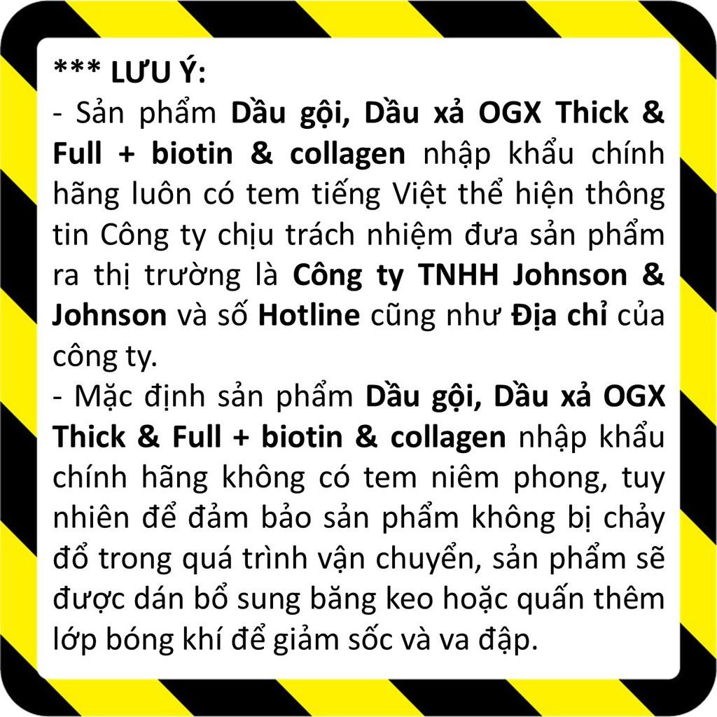 Dầu Xả Dưỡng Dày Tóc OGX Thick &amp; Full + Biotin Tím &amp; Collagen Conditioner 385ml