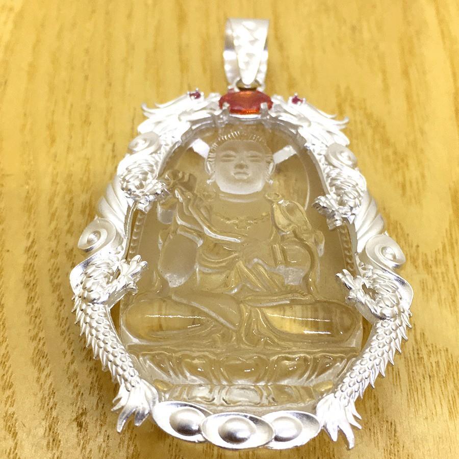 Mặt dây nam Bạc Quang Thản thiết kế rồng chầu chất liệu bạc thật không xi mạ.