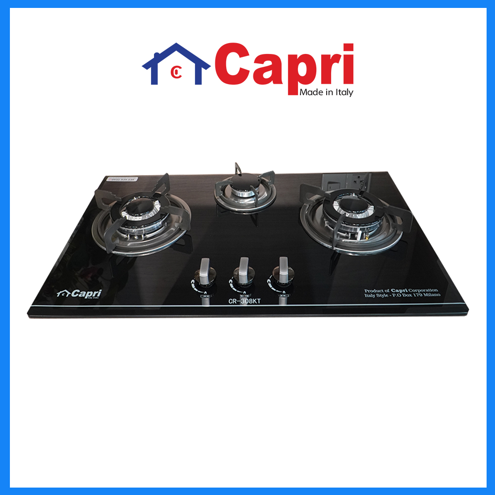 Bếp gas âm kính 3 vùng nấu Capri CR-308KT | Hàng chính hãng