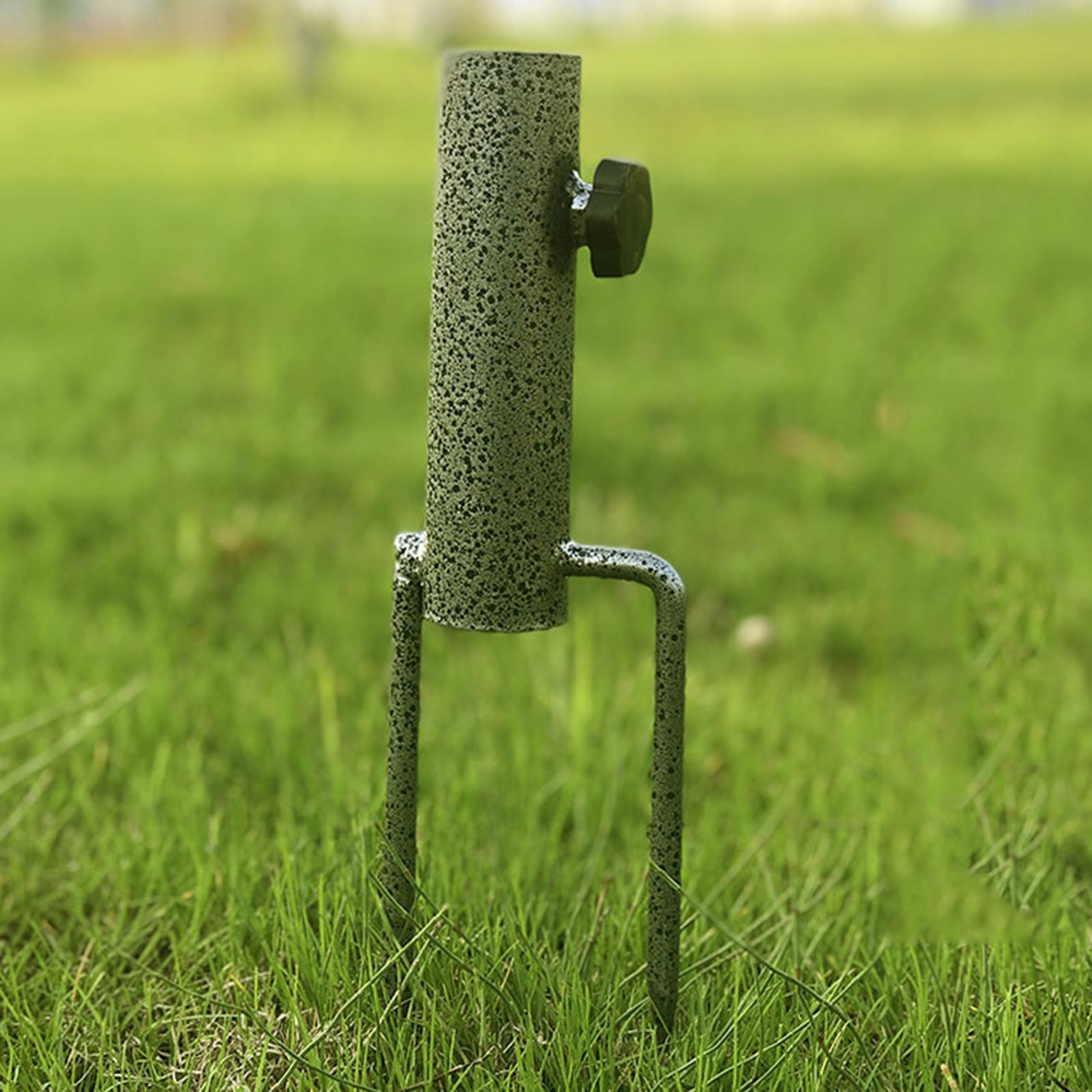 Parasol Umbrella Base Stand Outdoor Garden Metal Parasol Holder w/ 2 Forks