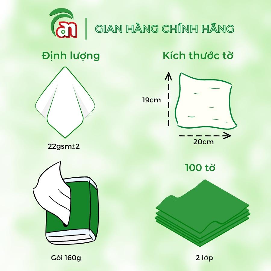 Combo 10 gói Khăn giấy rút lau tay PONYO - khăn giấy khô xốp, dai, 2 lớp gói 100 tờ khổ 19x20cm - Thiên An Nam paper