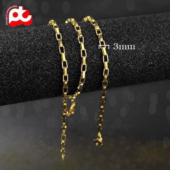 Dây chuyền titan nam cao cấp titan thép không gỉ kiểu hình vuông trangsucpt kích cỡ 3mm PTDCNA169