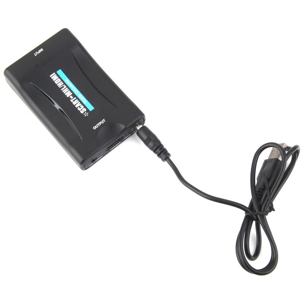 SCART to HDMI 720P 1080P 60Hz HD Video Converter Scaler Box +USB Cable