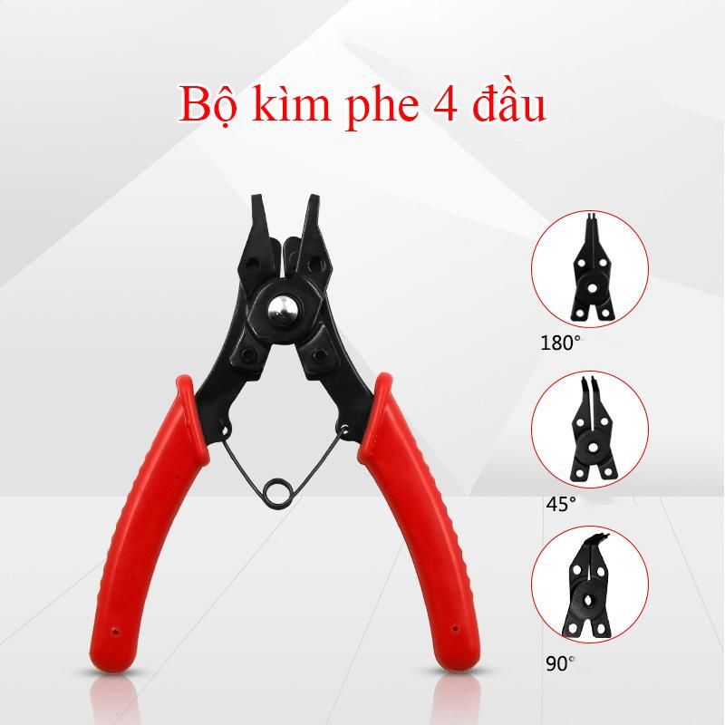 Bộ kìm phe 4 đầu đa năng chuyên dụng cho thợ sửa máy thợ cơ khí, kềm phe 4 đầu
