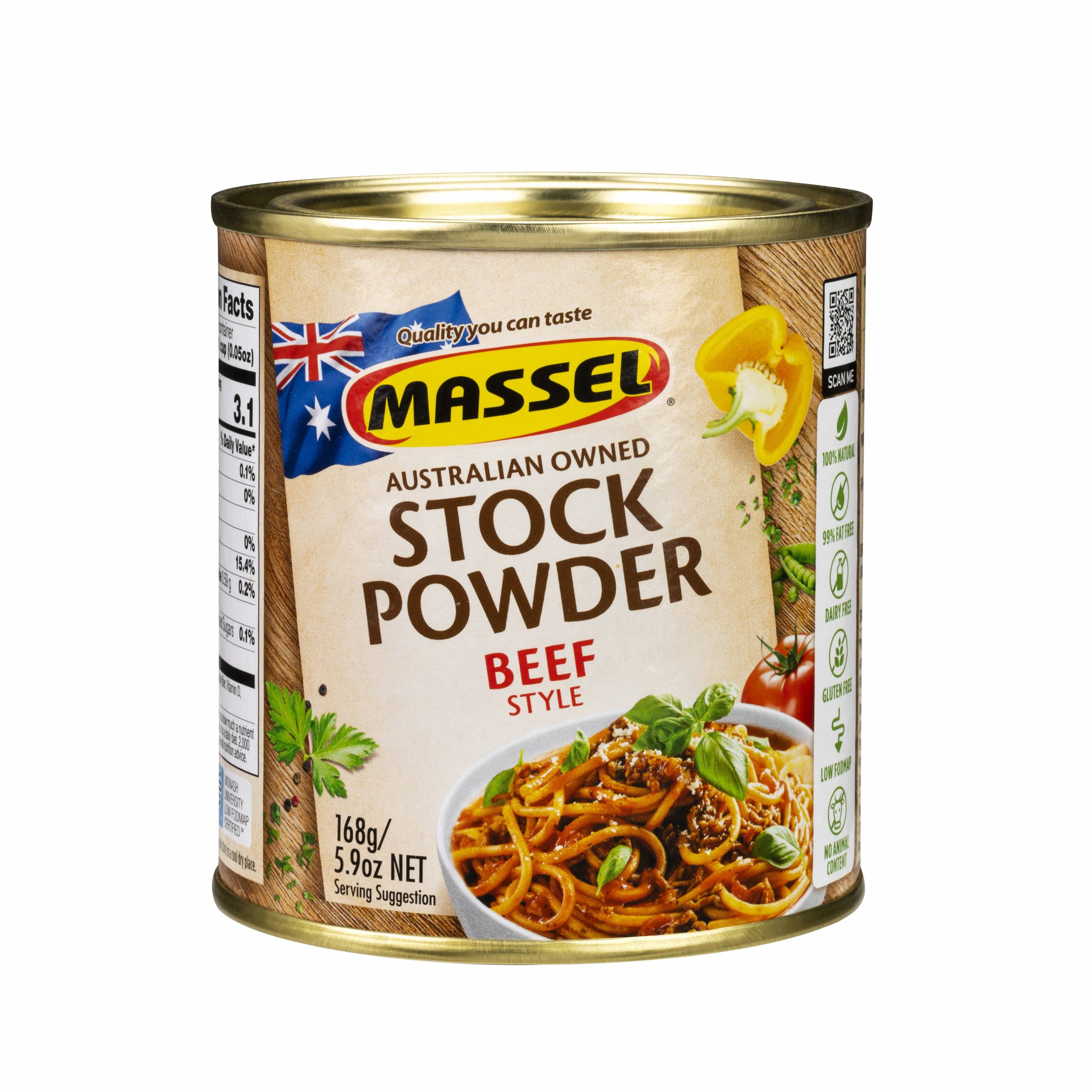 Hạt Nêm Cho Bé - Massel Stock Power Beef 100% Từ Rau Củ Hương Vị Bò - Nấu Được Món Chay, Món Mặn Cho Cả Gia Đình Và Dùng Nấu Ăn Dặm Cho Bé Rất Tốt – Lon 168g