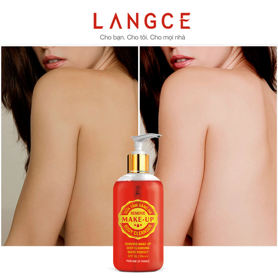 GEL TẮM TẨY TRANG SÁNG DA NƯỚC HOA, LÀM SẠCH LỚP KEM TRANG ĐIỂM TOÀN THÂN 250ml LANGCE