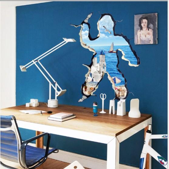 Decal trang trí Vết nứt tường hình người