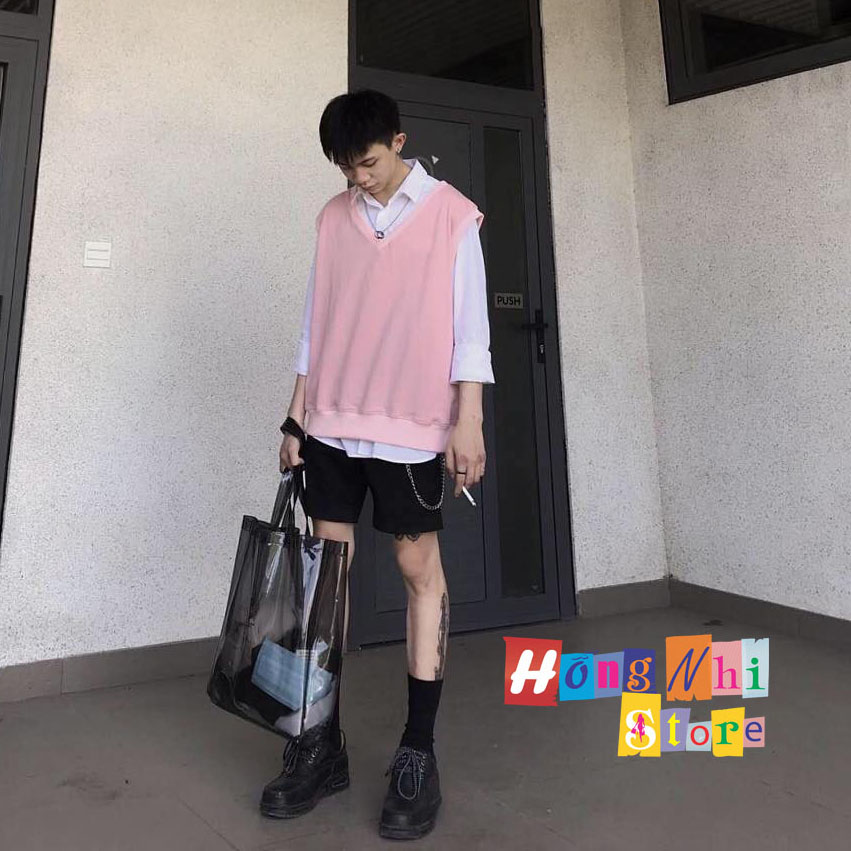 Áo Gile Trơn Sát Nách Cổ Tim Màu Trắng Gile Basic Ulzzang Unisex - MM