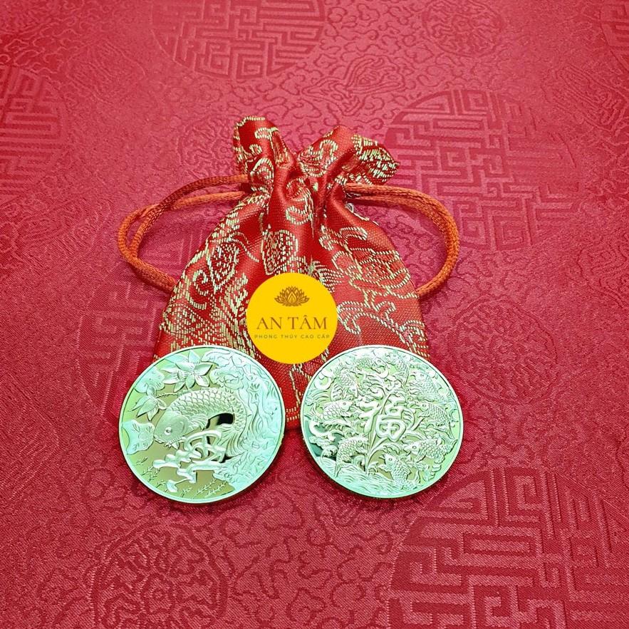 Đồng Xu Cá Chép Mạ Vàng Tài Lộc Quà Tặng Phong Thủy