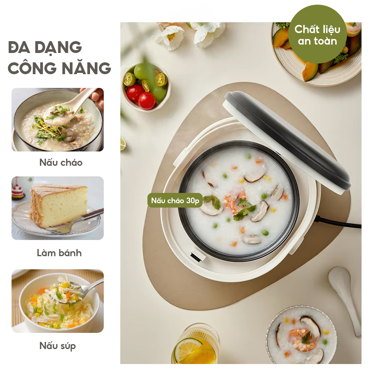 Nồi cơm điện tử LBL1612, 800ml nhỏ gọn, công suất 400W, lòng nồi chống dính, thiết kế trang nhã, bảo hành 2 năm - hàng chính hãng