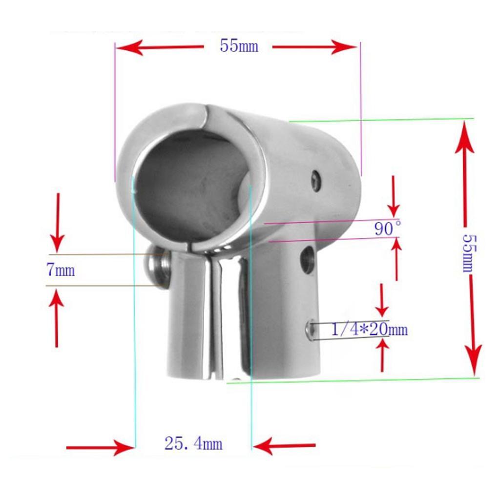 2Pcs 25mm  Handrail Fitting 316 Stainless Steel Hardware