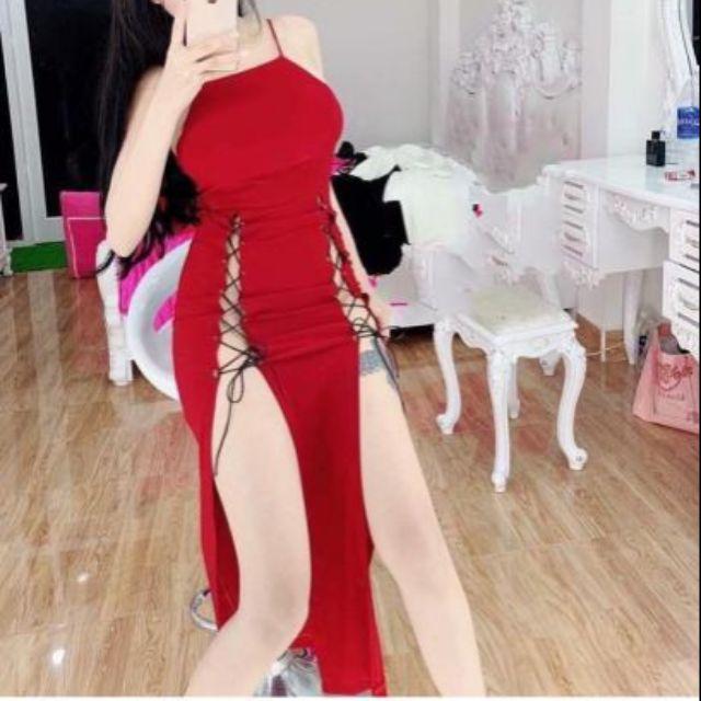 Đầm body yếm đan dây sexy