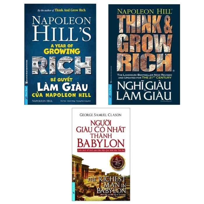 Sách - Combo 3 cuốn: Bí Quyết Làm Giàu Của NapoLeon Hill (Tái Bản 2019) + Nghĩ Giàu &amp; Làm Giàu (Bìa Mềm) (Tái Bản 2020) + Người Giàu Có Nhất Thành Babylon