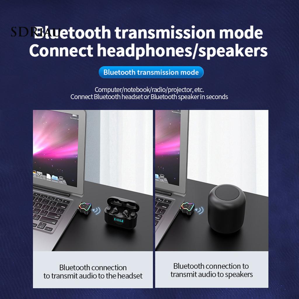 *QXDZ* M10 Bluetooth Transmitter Ambient Light 3.5mm Metal 20m Signal USB Bluetooth Adapter for Computer