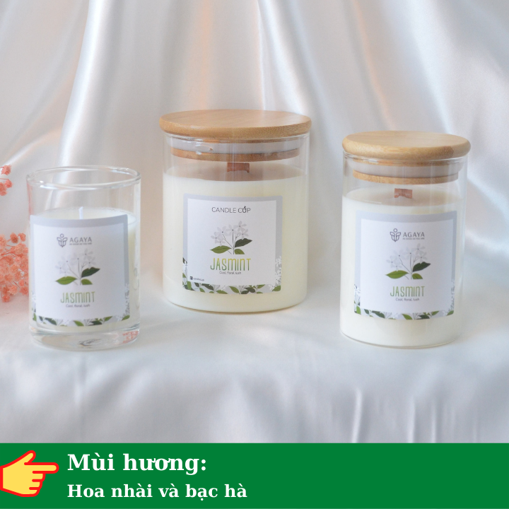 Nến thơm thanh mát sang trọng AGAYA Candle Cup hương hoa nhài và bạc hà - Mùi JASMINT