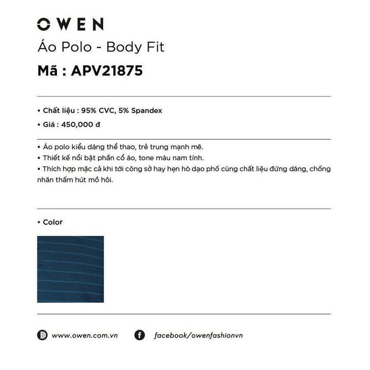 OWEN - Áo polo nam Owen màu xanh 220301 - Áo thun ngắn tay có cổ nam