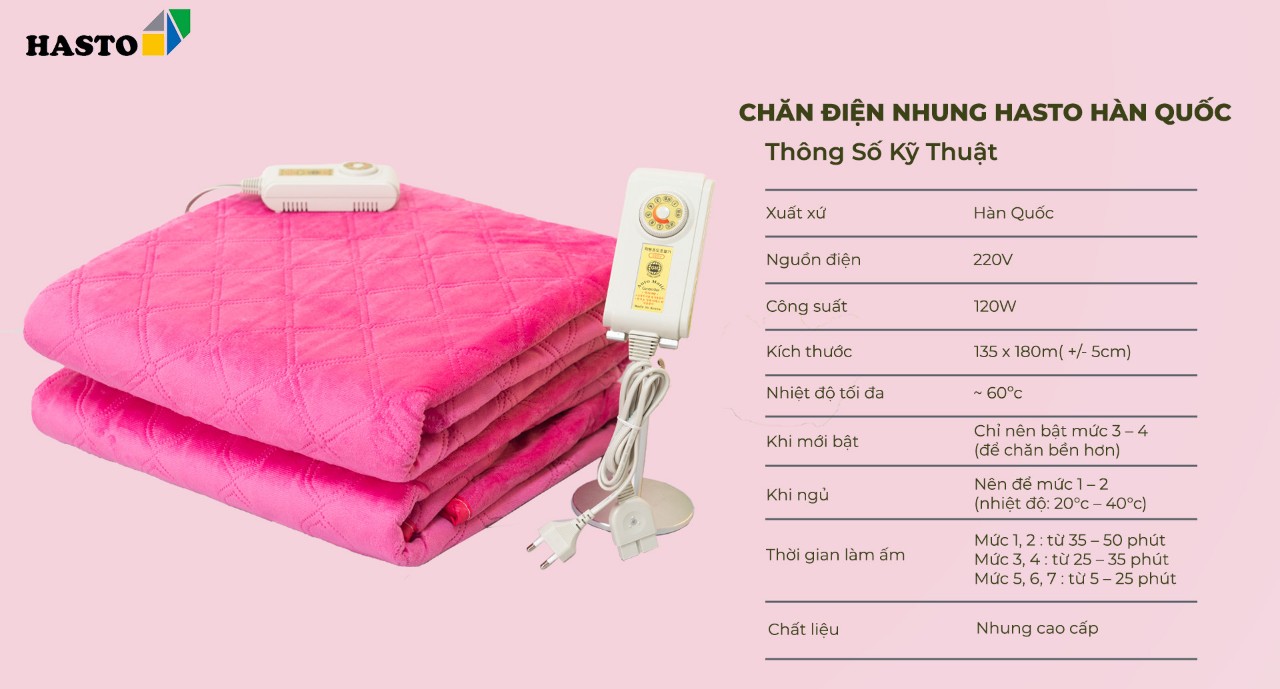 Đệm điện (135x180cm, 110-220v, 200w) chất liệu nhung hàng nhập khẩu hàn quốc