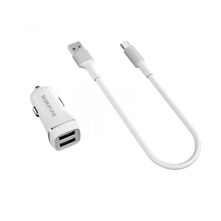 BOROFONE -Bộ Cóc Cáp Sạc Xe Hơi BZ2 Cổng Type C- 2 Cổng USB -Hàng Nhập Khẩu