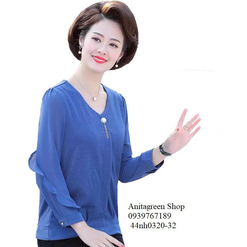 44nh0320-ÁO KIỂU KIM TUYẾN TRUNG NIÊN S-6XL
