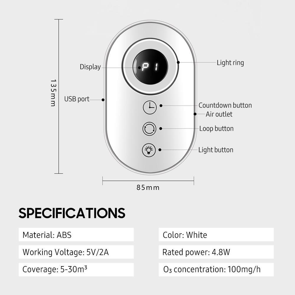 Máy Lọc Không Khí USB Mini Có Màn Hình LED Tiện Dụng Cho Xe Hơi