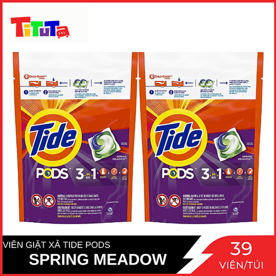 Combo 2 túi viên giặt xả Tide Pods 3in1 Spring 39 viên/túiX2