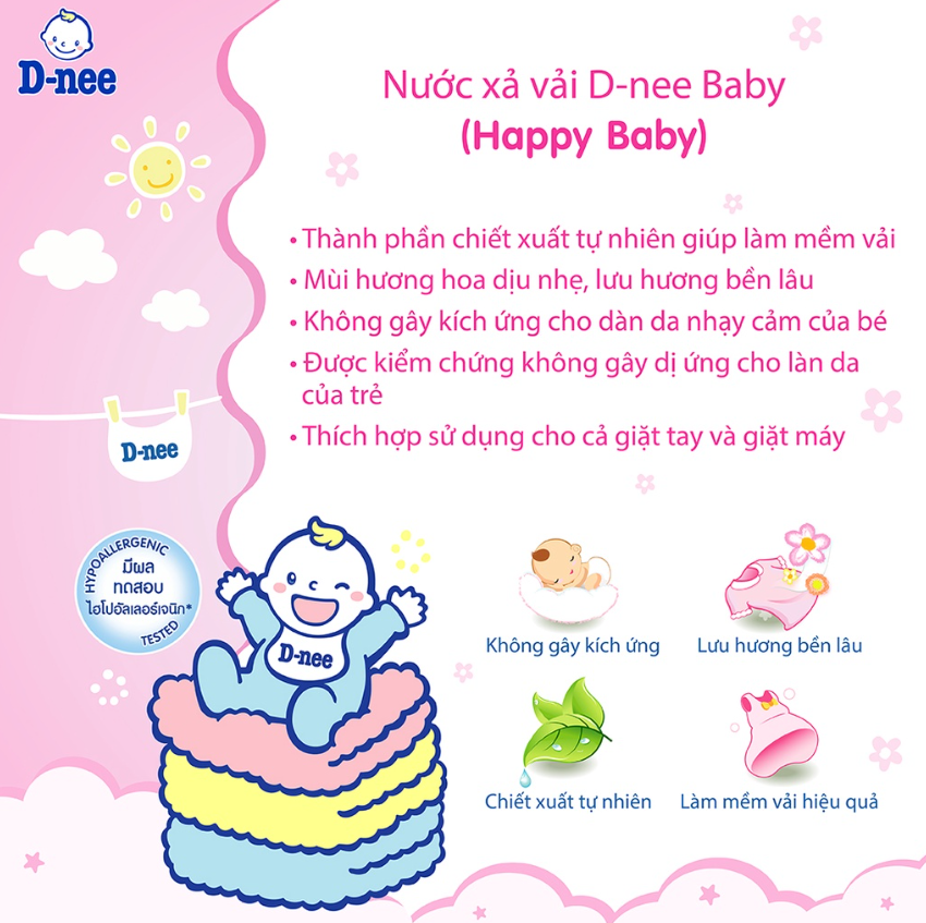 Nước Xả Quần Áo Cho Bé D-nee - Chai 3000ml (Hồng)