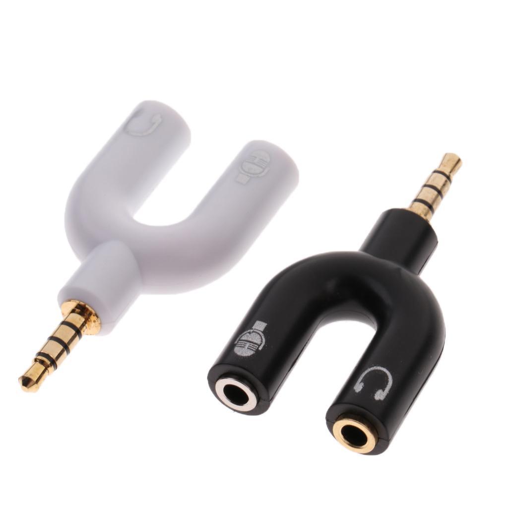 2Pcs 3.5mm Male Plug to 3.5mm Female Stereo Audio  Splitter Converter