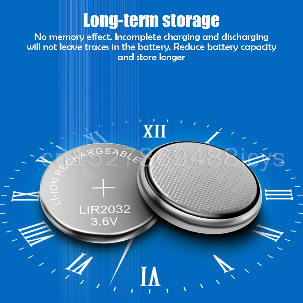 3.6V LIR2032 LIR 2032 Pin Sạc Lithium Cho Đồng Hồ Điều Khiển Từ Xa Bo Mạch Chủ Nút Đồng Xu Tế Bào Thay Thế CR2032 Màu sắc: 2 Chiếc