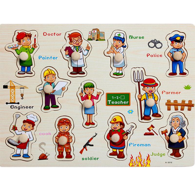 Combo 6 Bảng Ghép Hình Núm Gỗ - Loại Tốt