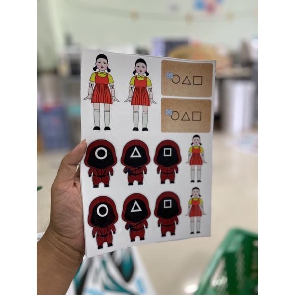 Logo sticker giấy trang trí trò trơi con mực 2