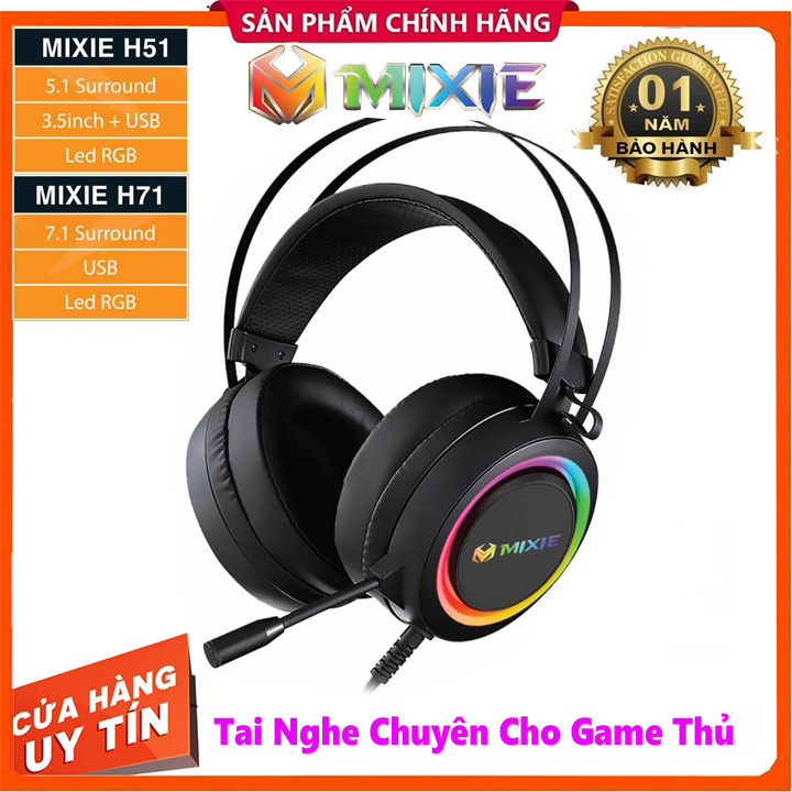 Tai nghe chụp tai máy tính có mic - led đổi màu gaming MIXIE Hàng chính hãng