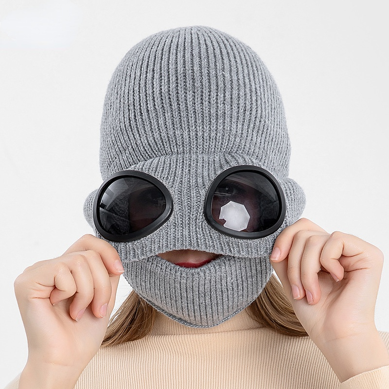 Mùa Đông Kính Máy Bay Ném Bom Nón Earflaps Nữ Mặt Nạ Nón Len Chống Gió Bò Hood Dày Ấm Bonnet Nắp Cho Nam Balo