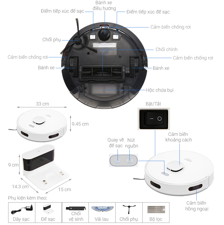 Robot hút bụi lau nhà Hitachi RV.X20M - Hàng chính hãng ( Chỉ giao HCM )