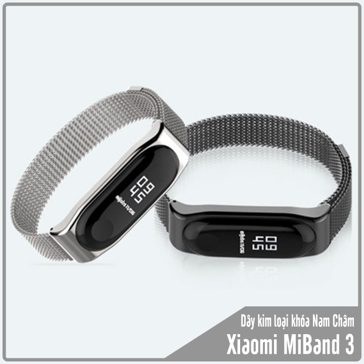 Dây kim loại nhiễn nam châm MIjobs thay thế cho Xiaomi Miband 3 / Mi band 4 - Hàng Nhập Khẩu