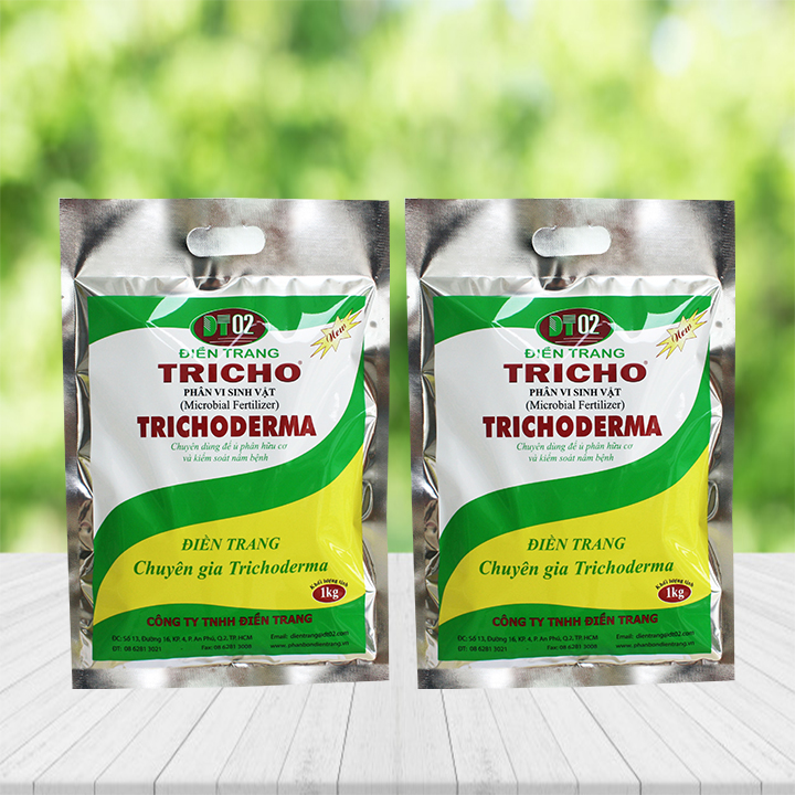 Combo 2 gói phân bón vi sinh vật Trichoderma 1kg dạng ủ compost (nấm đối kháng Trichoderma, Bacillus subtilis) phòng ngừa nấm bệnh hại cho hoa lan, hoa hồng - Microbial fertilzer