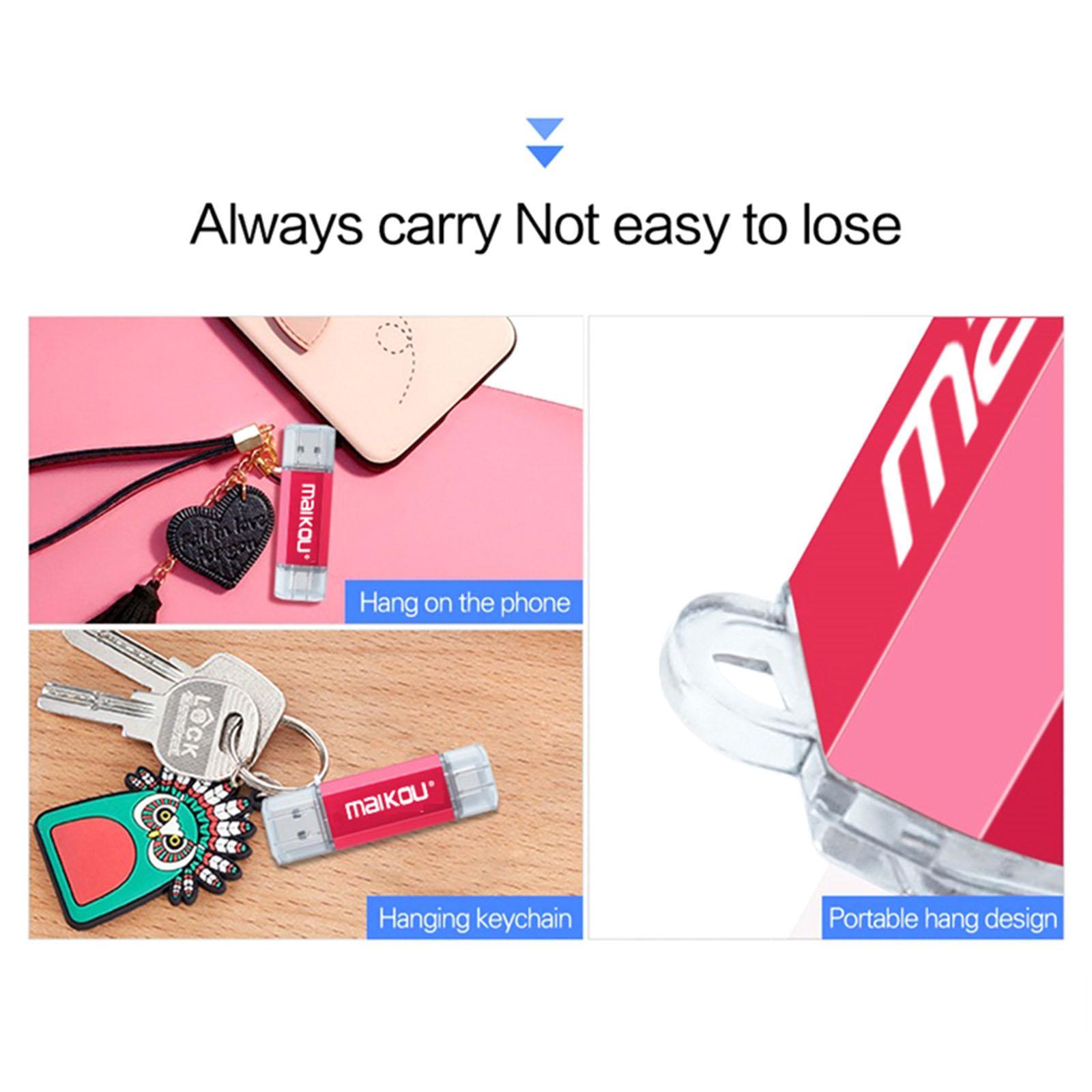 Portable 3 in 1 64GB USB 3.0 Flash Drive Type- USB Memory Stick Red