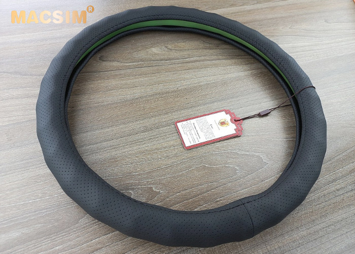 Bọc vô lăng cao cấp chất liệu da thật - Khâu tay 100% size M - phù hợp các loại xe nhãn hiệu Macsim mã 8932 màu cafe-be-đen-ghi