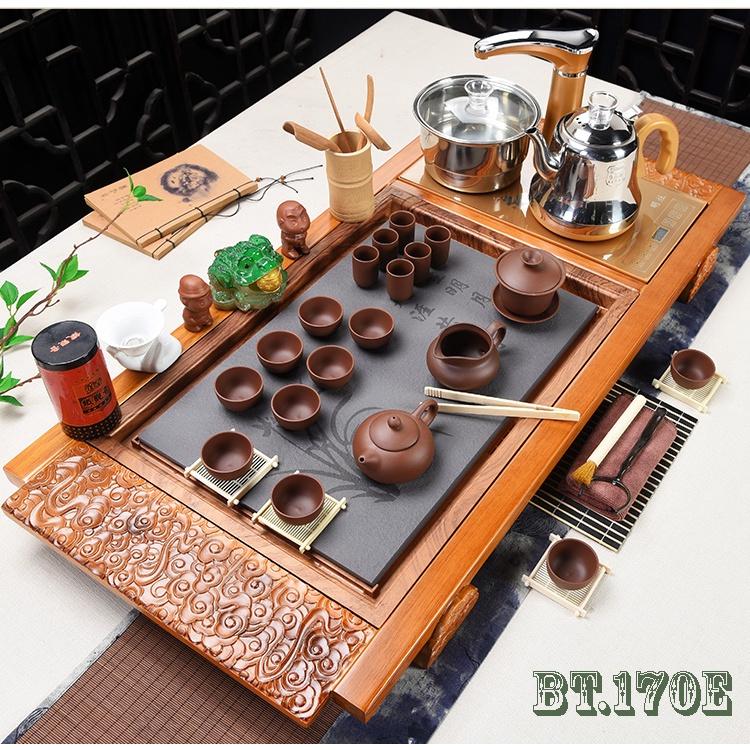 Tổng Hợp Bộ Khay Trà Mặt Đá + Kết Hợp Bếp Điện Đun Nước Thông Minh + Ấm Chén, Phụ Kiện