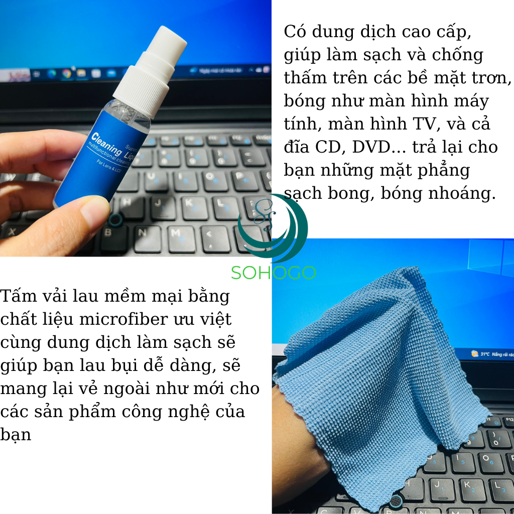 Bộ vệ sinh máy tính, laptop  cao cấp đa năng 6 món- Dụng cụ vệ sinh 6 in 1 dành cho Macbook, máy ảnh,ống kính/lens, màn hình, bàn phím, điện thoại...Hàng nhập khẩu