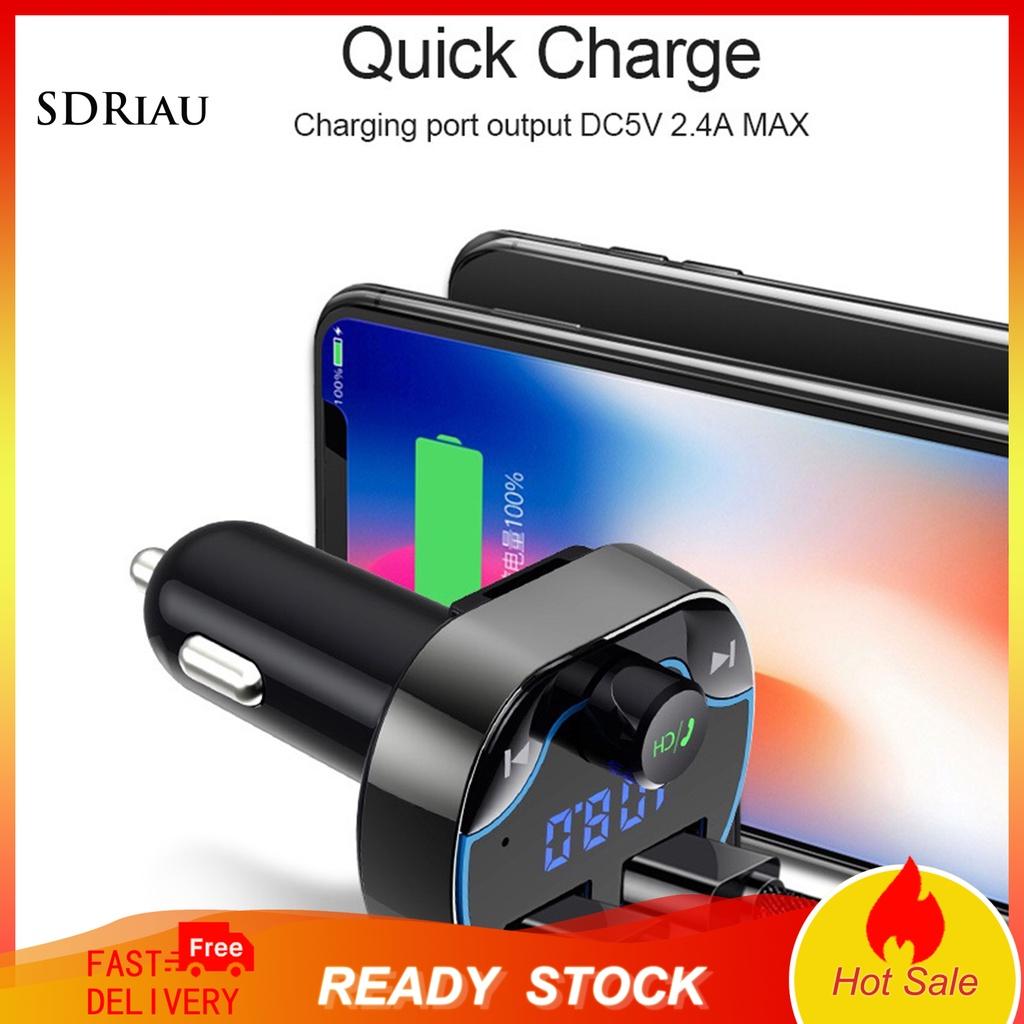 *QCDZ* T24 Bluetooth Player Noise Reduction Handsfree Black FM Transmitter Support U Disk TF Card Charger for Car